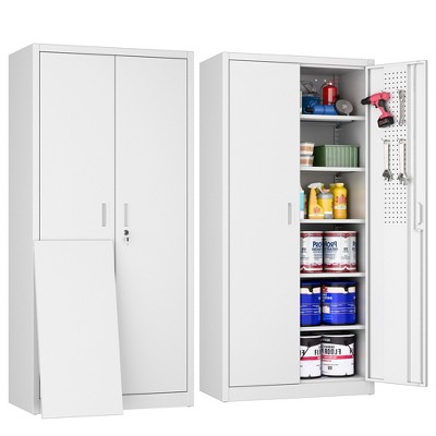 SUXXAN Metal Storage Cabinets with 2 Doors and 5 Adjustable Shelves for Office, Home