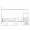 CAVINAS Twin/Full Size Metal Bed Frame with Safety Fence & Storage Shelves&Desk,Modern Floor Bed for Kids Room,Playroom - 3 of 4