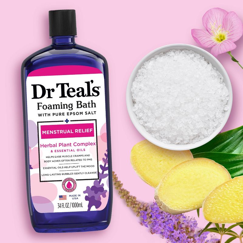 Dr Teal&#39;s Menstrual Relief Lavender Foaming Bubble Bath - 34 fl oz, 6 of 10