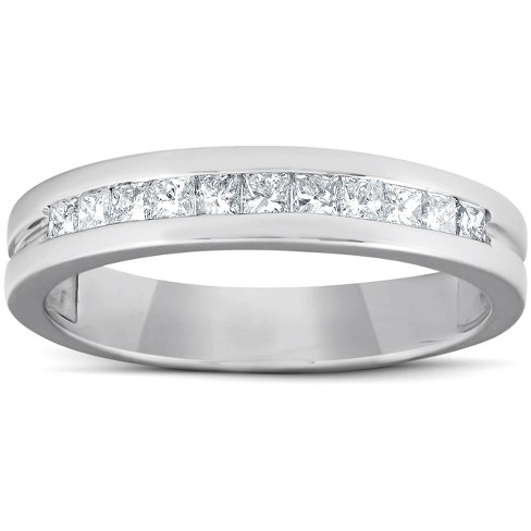 Triangle Cut Diamonds Mens Ring in 14KT White Gold – Primesettings