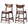 24" Latina Mid - Century Retro Modern Scandinavian Style Fabric Upholstered Wood Finishing Counter Height Barstool - Light Gray - Baxton Studio - 2 of 4