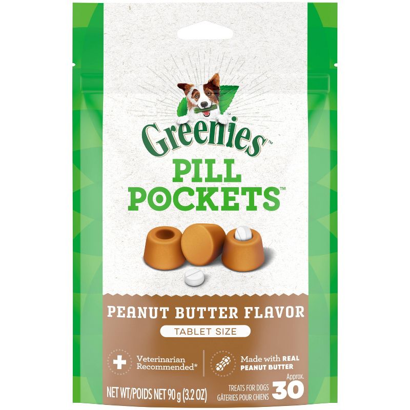 Greenies Pill Pockets Tablet Size Peanut Butter Chewy Dog Treats - 3.2oz, 1 of 8
