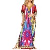 LA LEELA Women's House Daily Routine Evening Wear Loungewear Maxi Kaftan Casual Long Slit Dress Caftansuit Coverup for Women One Size Multi,Floral - 3 of 4