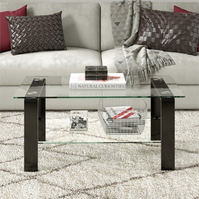 Blackened Bronze Glass Top Rectangular Coffee Table