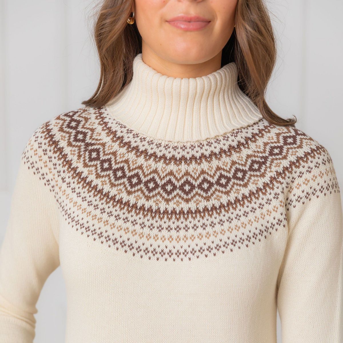 Hope & Henry Women's Organic Long Sleeve Turtleneck Intarsia Sweater Dress, Adult - thumbnail 3