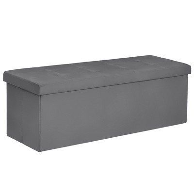 LUSIMO 43" Folding Velvet Storage Ottoman Toy Chest Footstool For Bedroom Living Room