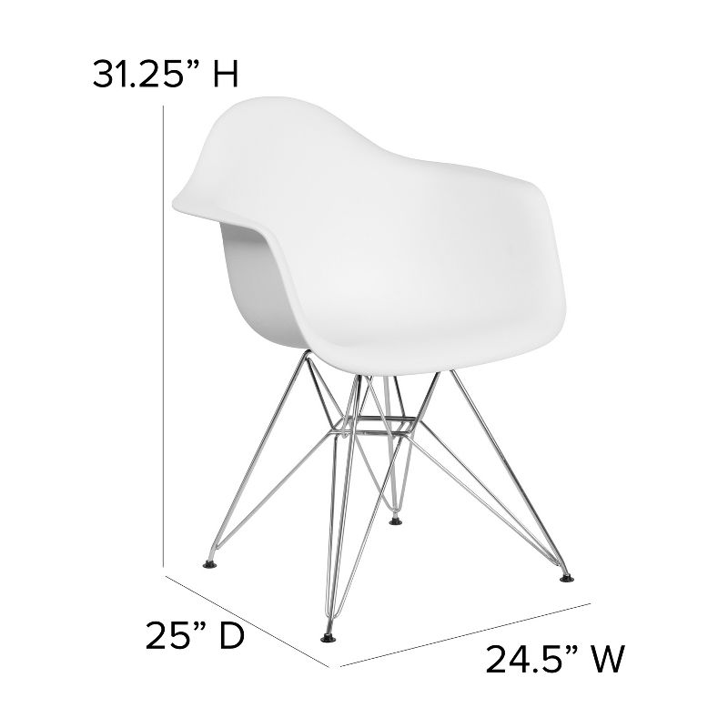 Emma and Oliver Plastic Accent Dining Chair with Arms and Chrome Base, 5 of 13