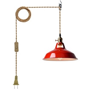 CLAXY Vintage Red Plug-in Pendant Light Adjustable Hanging Height - 1 of 4