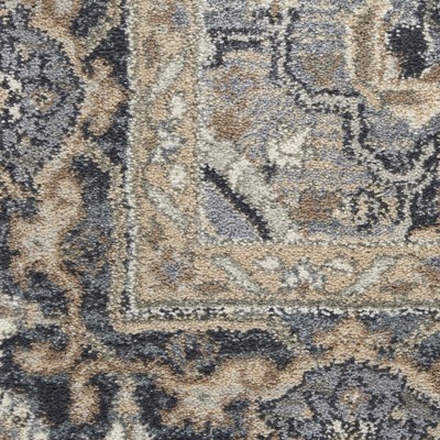 Navy and Beige Synthetic Rectangular 5' x 7' Area Rug