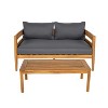 Christopher Knight Home Jacinda Ourdoor Rustic Upholstered Loveseat and Coffee Table with Slat Paneling - 2 of 4