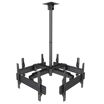 Mount-It! Height Adjustable Ceiling Digital Signage Mount for 4 Flat Panel Displays | Fits Up to up to 75" Screens & VESA 600x400 | 264 Lbs. Capacity