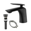 Kumasinova Matte Black Single Handle Bathroom Faucet 1 Hole,Solid Brass Vanity Faucet with Pop-Up Drain,Bathroom Sink Faucet with Supply Lines - 2 of 4