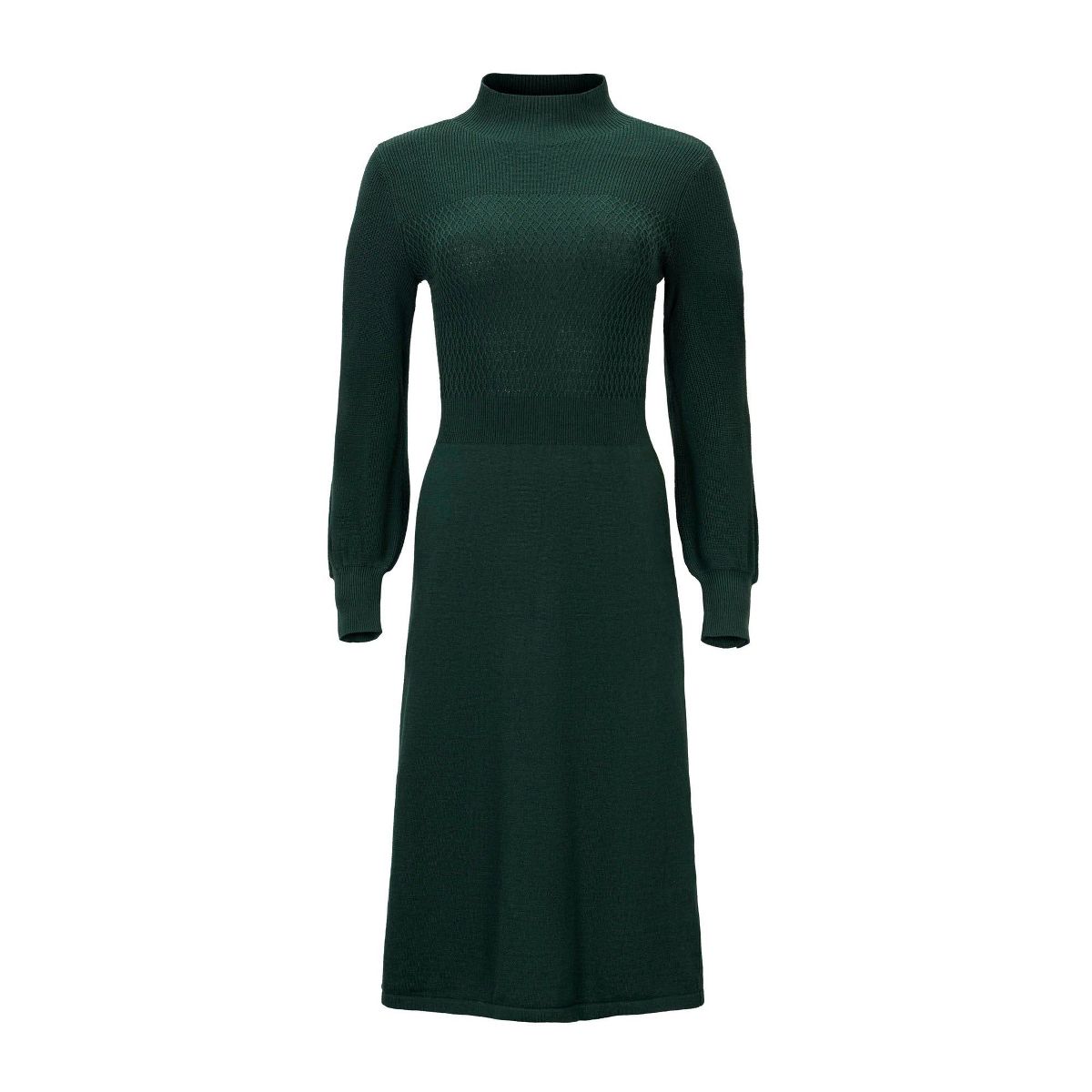 Hope & Henry Women's Organic Mock Neck Bodice Stitch Sweater Dress, Deep Green, 2 - thumbnail 5