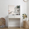 Vanity desk with mirror, dressing table with 2 drawers, white color - 4 of 4