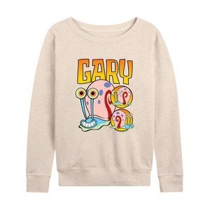 Women's - SpongeBob SquarePants - Gary The Snail Lightweight French Terry Wide Neck Long Sleeve Shirt - 1 of 4