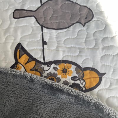 Set Biancheria Letto Queen 7 Pezzi Lush Decor Rowley | Trapunta Reversibile Con Uccelli E Fiori, Cuscini Decorativi Inclusi, Poliestere Multicolore