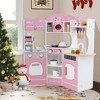 Honeyjoy Corner Kitchen Playset with Coffee Machine Oven Microwave Washing Machine White/Brown/Pink - 2 of 4