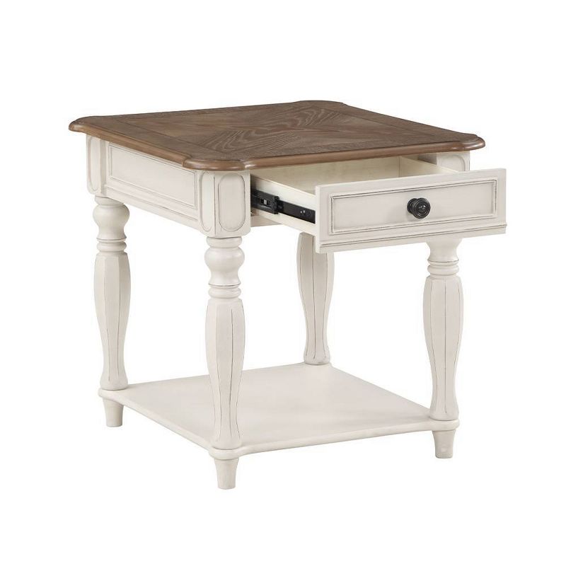 24&#34; Florian Accent Table Oak and Antique White Finish - Acme Furniture, 5 of 9