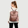 Women Backpack Purse Fashion Leather Designer Ladies Convertible School College Shoulder Bags with Colorful Strap, Pink - 2 of 4