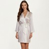 Anna-Kaci Lounge Women's Satin Short Robe with Wrap Front Design and Adjustable Tie Waist in Smooth Lightweight Silky Fabric - 2 of 4