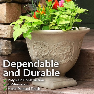 Darcy Elegance Beige 17" Polyresin Indoor/Outdoor Planter