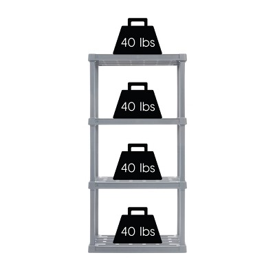Gray Plastic Heavy Duty 4-Tier Utility Shelf