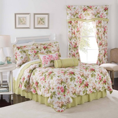 Waverly Emma's Garden 3 Piece Quilt Set - Green/Pink (Twin)