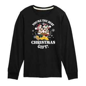 Boys' - Disney - Mickey and Minnie You're The Best Christms Gift Long Sleeve Graphic T-Shirt - 1 of 4
