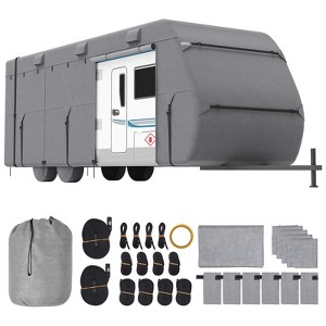 VEVOR Travel Trailer Cover, 30-33 ft RV Cover, 4-Layer Non-Woven Fabric Camper Cover, Waterproof, Windproof and Rip-Stop Class A RV Cover, Gray - 1 of 4