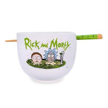 Silver Buffalo Rick and Morty Portal Japanese Dinnerware Set | 20-Ounce Ramen Bowl, Chopsticks