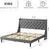 homfan Upholstered Bed Frame, Platform Bed Frame with Full/Queen/King Size, Luxurious Linen Upholstery Platform Bed with Wingback Headboard - 2 of 4