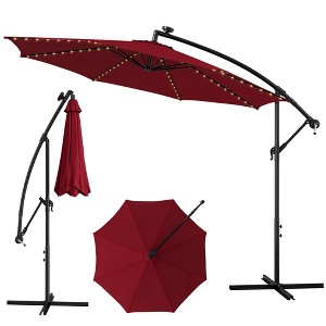 Costway 10FT Patio Solar-Lighted 112 LED Cantilever Offset Umbrella Crank Tilt Outdoor - 1 of 4