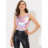 INSPIRE CHIC Women's U-Neck Stretchy Slim Fit Shiny Sparkly Metallic Tank Top - 3 of 4