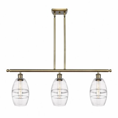 Vaz - 3 Light Stem Hung Island In Industrial Style-8.63 Inches Tall and 36 Inches Wide