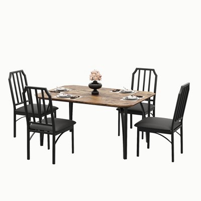 4-Person Dining Table Set for Small Spaces, Compact 5-Piece Kitchen Tables and Chairs, Modern Chamfer Design Dinette Set