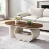 Vynxaria Luxury Oval Coffee Table, 47.24'' Coffee Table with Storage Drawer, White Metal Center Table for Living Room - 2 of 4