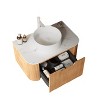 FAMYYT 30 in. Single Sink Floating Curved Edge Natural Bath Vanity with White Marble Top (Assembled), Round Sink - 4 of 4