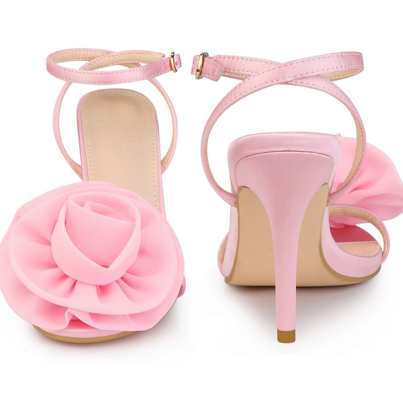 Perphy Women's Flower Open Toe Slingback Stiletto Heels Ankle Strap Sandals, 2 of 4
