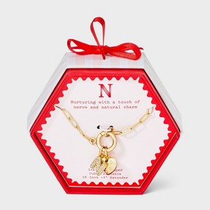14K Gold Dipped Cubic Zirconia Puffy Heart Charm Initial Necklace - A New Day™ Gold - 1 of 4