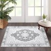 Washable Vintage Floral Runner Rug- Non-Slip Print, Non-Shedding, Soft Foldable Carpets(Grey) - 4 of 4