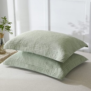 LISM 100% Cotton Quilted Pillow Shams, 26" x 20" (Pack of 2) - 1 of 4