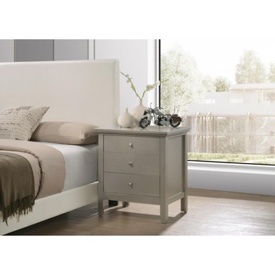 Hammond Silver Champagne 26" Wood 3-Drawer Nightstand