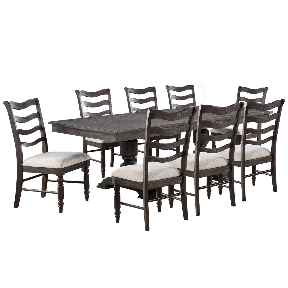 Photos - Dining Table 9pc Hutchins Dining Set Washed Espresso - Steve Silver Co.