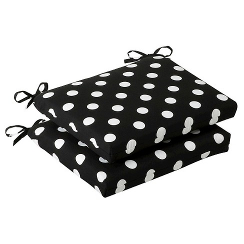 Outdoor 2 Piece Chair Cushion Set Black White Polka Dot Target