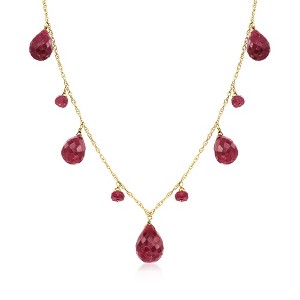 Ross-Simons 34.15-33.90 ct. t.w. Ruby Drop Necklace in 14kt Yellow Gold - 1 of 3