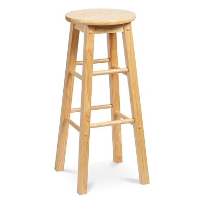 Natural Wood Backless Adjustable Kitchen Counter Stools Set of 4