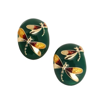 SOHI Women's Forest Green The Dragonfly Stud Earrings