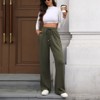Coolmee Women's Wide Leg Pants Flowy Casual Pants Straight Leg Elastic Waisted Stretch Palazzo Pants - 3 of 4