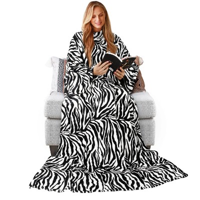Tirrinia Adult Wearable Fleece Blanket with Sleeves, Soft Cozy TV Blanket, Sunggle Blanket Gift for Women Men