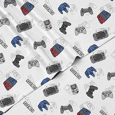 Tadpoles 4-Piece Game Controllers Sheet Set | 1 Full Flat Sheet, 1 Full Fitted Sheet & 2 Queen Pillowcases
